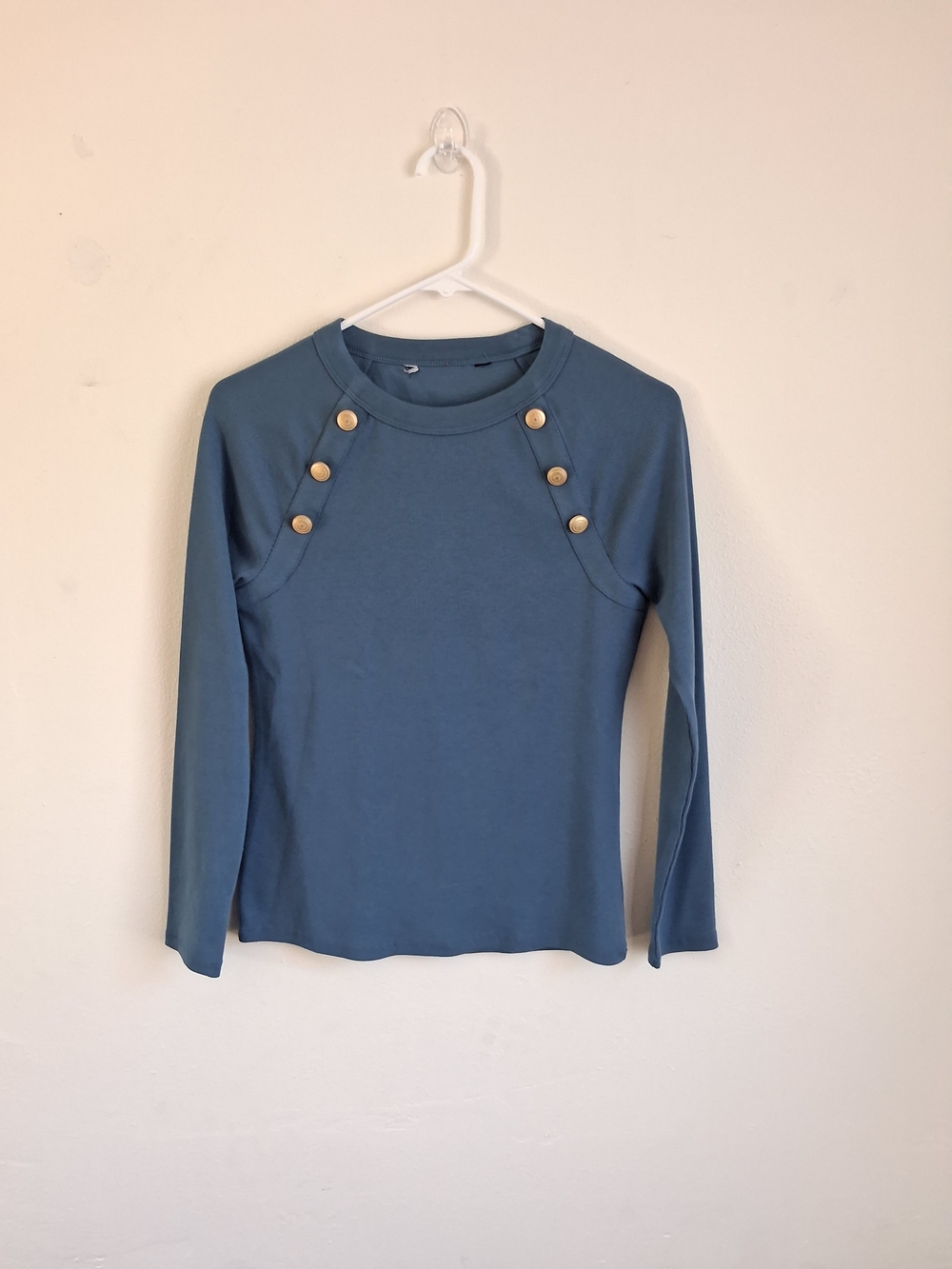 Whbm Ribbed Strech Button Long Sleeve
